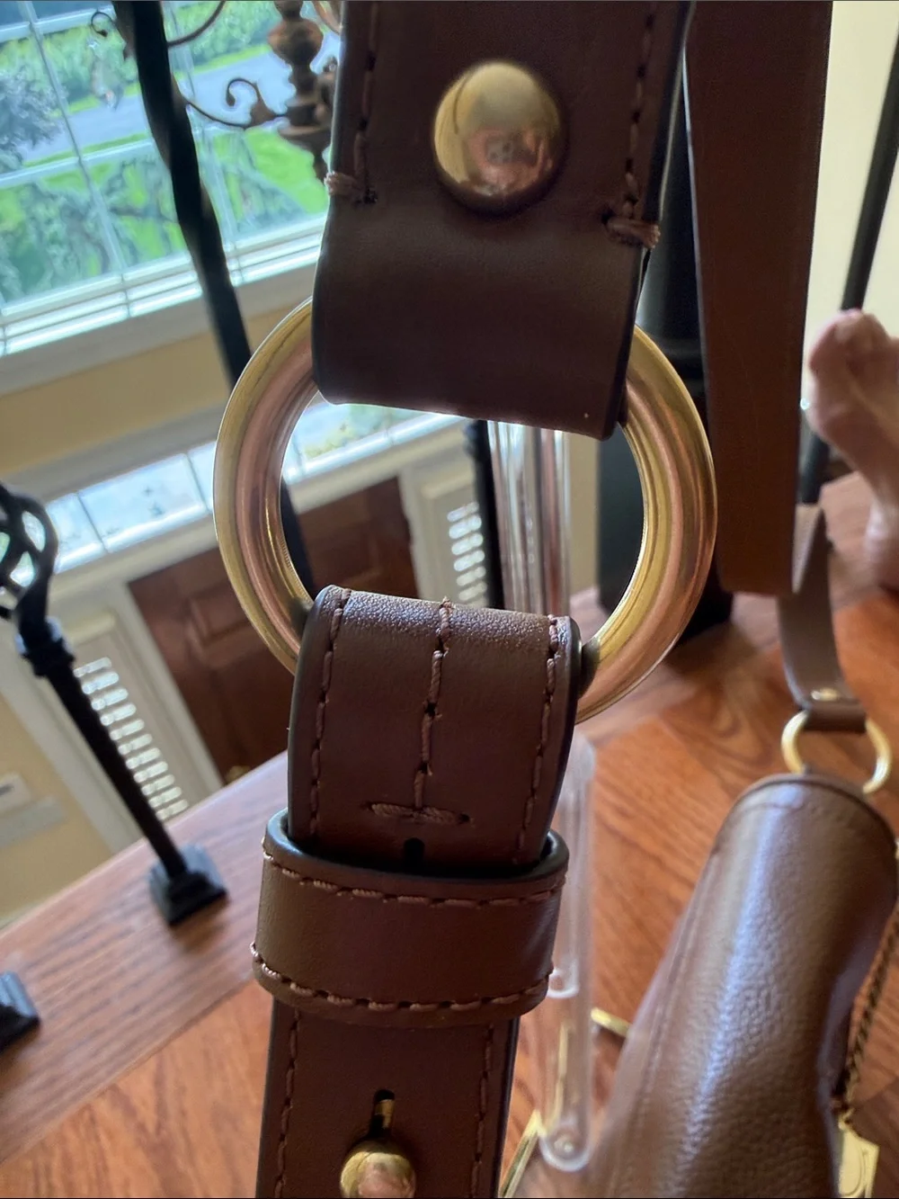 Michael Kors James Brown Pebbled Leather Crossbody with Gold Chain Accent new!